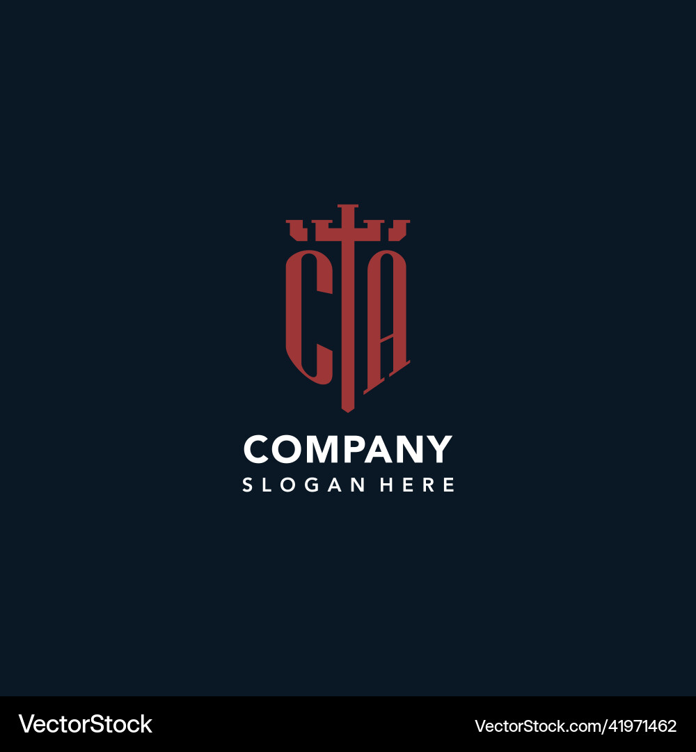 Ca initial monogram logos with sword and shield Vector Image