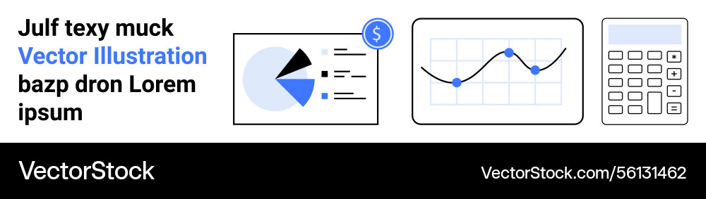 Data analysis with pie chart line graph Data analysis with pie chart line graph vector image