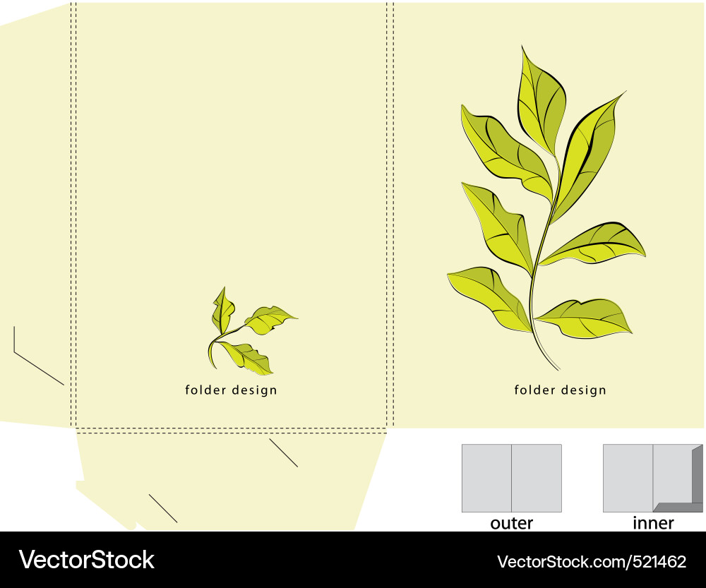 Decorative folder with floral element Vector Image