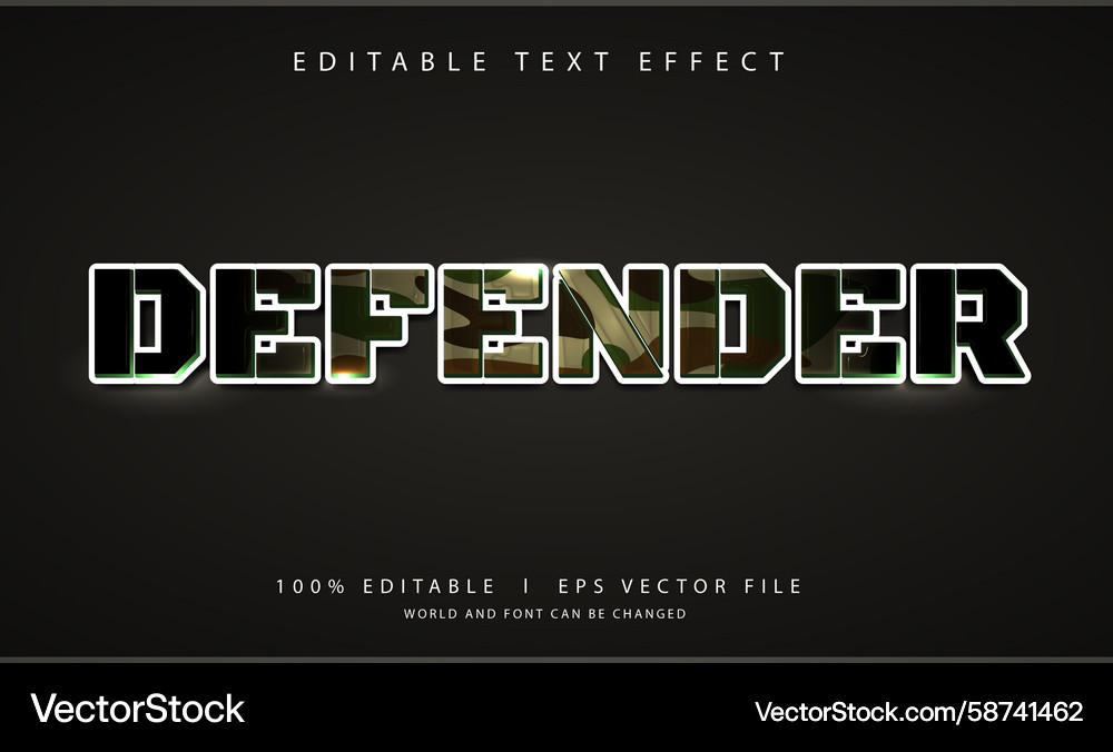 Defender text effect with modern style Vector Image