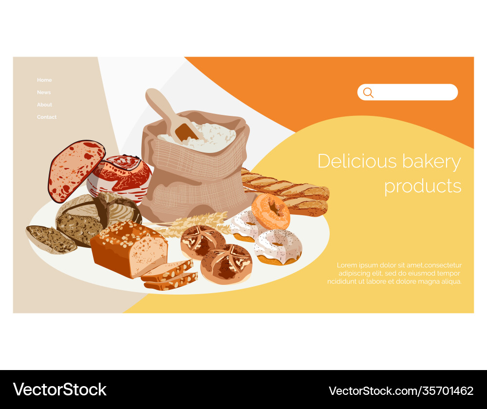 Delicious bakery products landing page template Delicious bakery products landing page template vector image