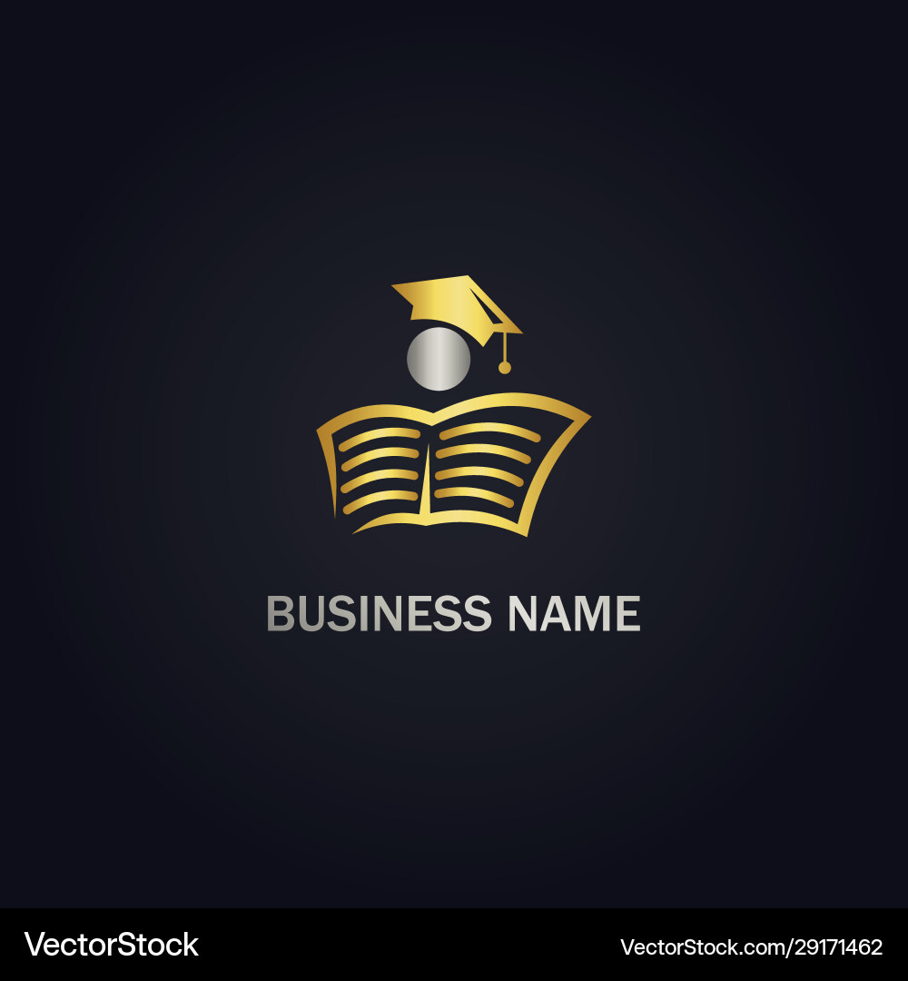 Gold Open Book University Logo Vector Image