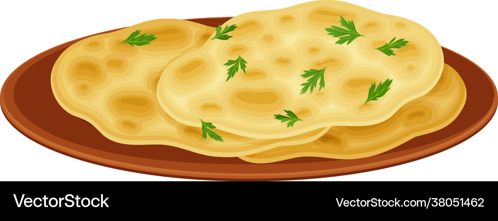 Indian Chapati Flatbread Dish Vector Image