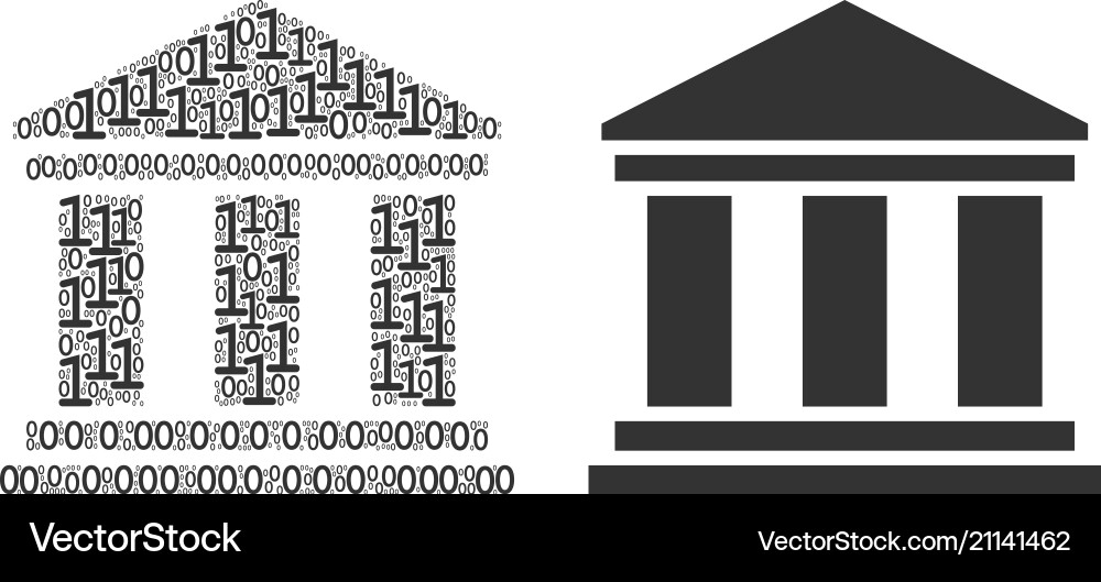 Library building collage of binary digits Library building collage of binary digits vector image
