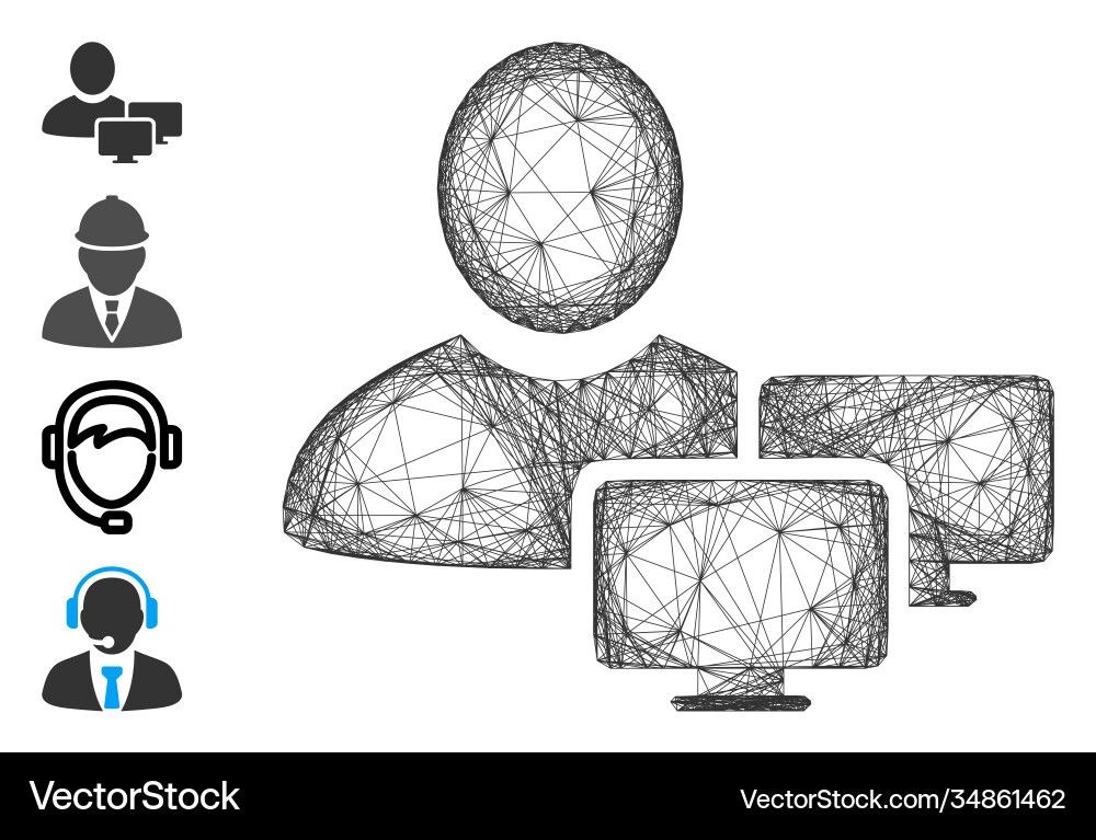 Linear computer administrator mesh Linear computer administrator mesh vector image