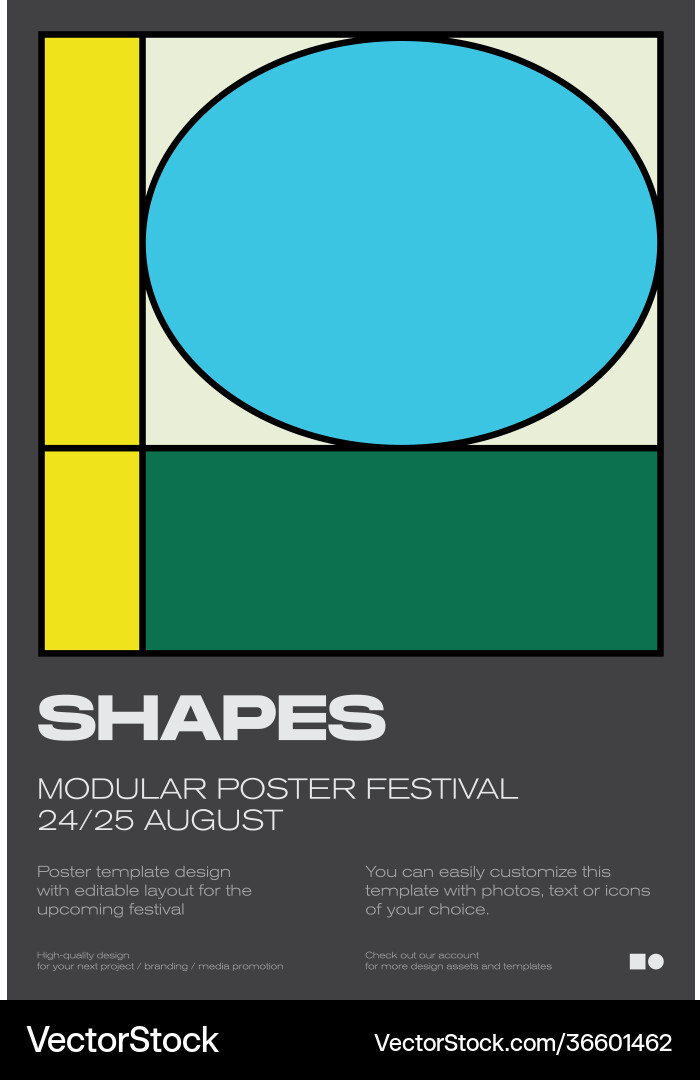Linear shapes modern poster design template Vector Image