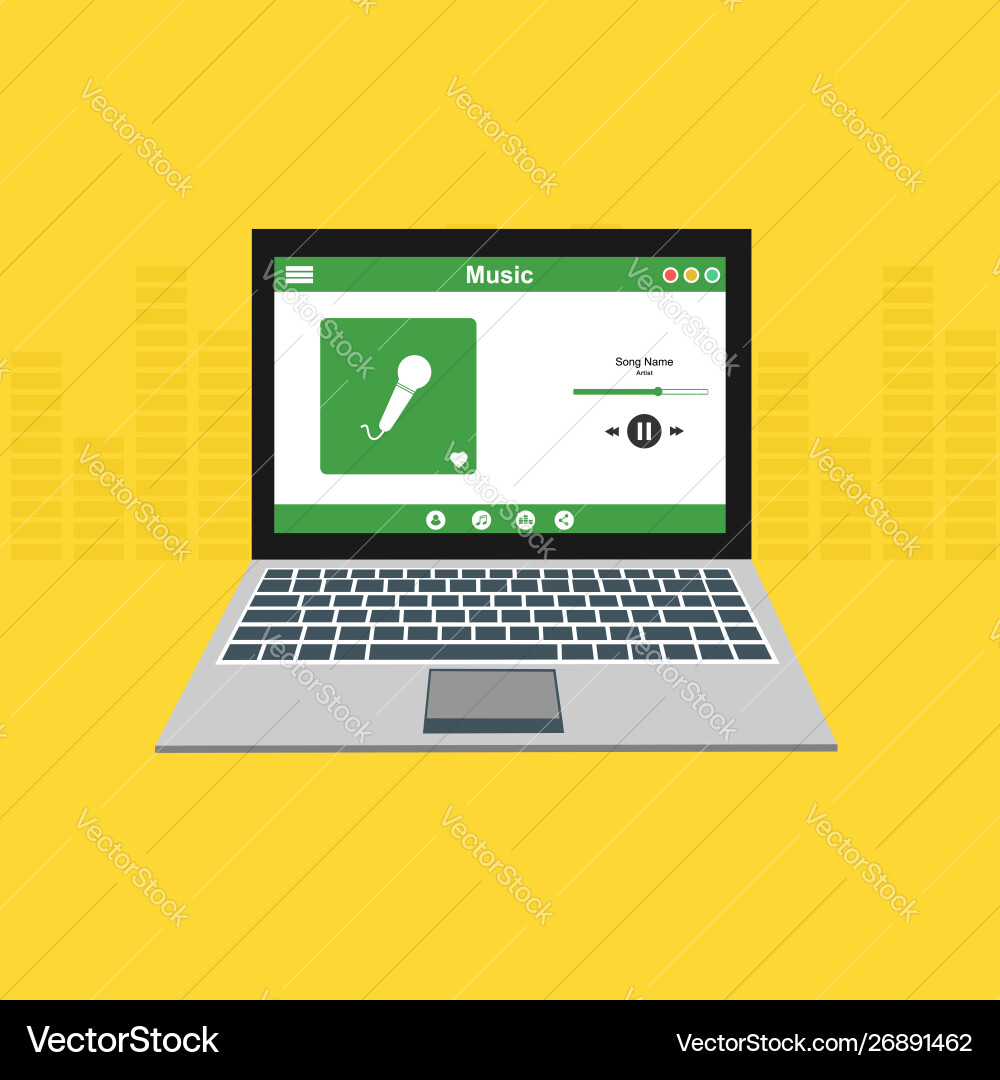 Media player application app template with flat Media player application app template with flat Vector Image