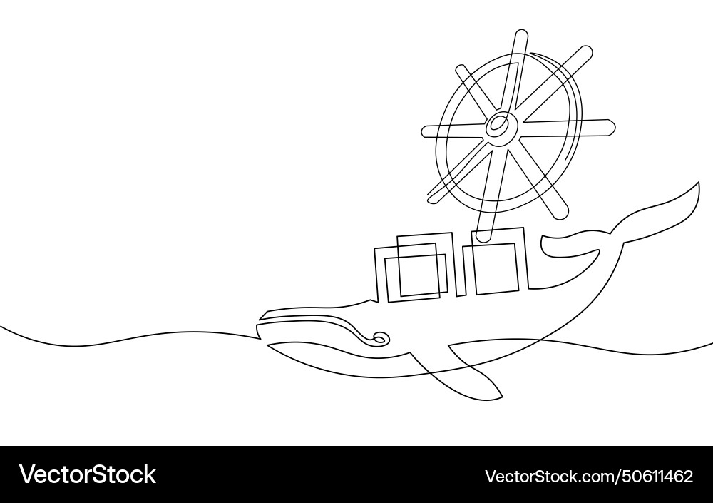 One continuous line wheel helm computer developer One continuous line wheel helm computer developer Vector Image