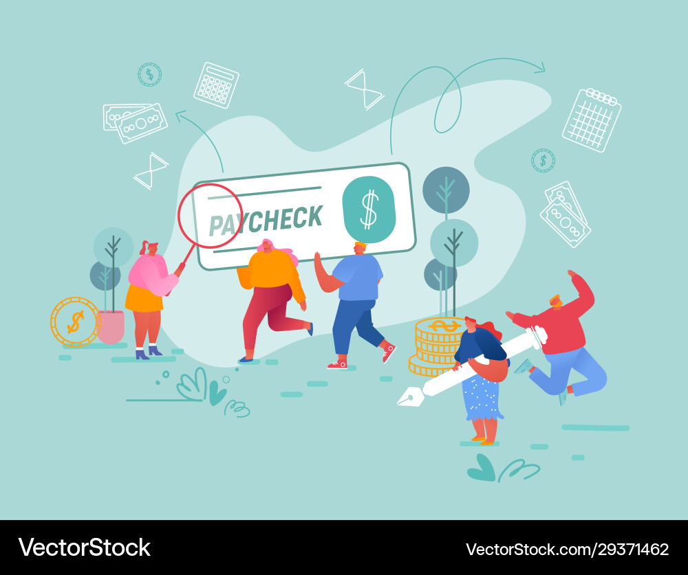 Leute erhalten und signieren paycheck konzept männlich