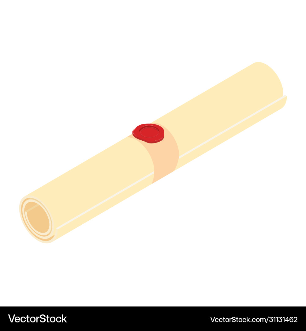 Rolled paper scroll with seal diploma certificate Rolled paper scroll with seal diploma certificate Vector Image