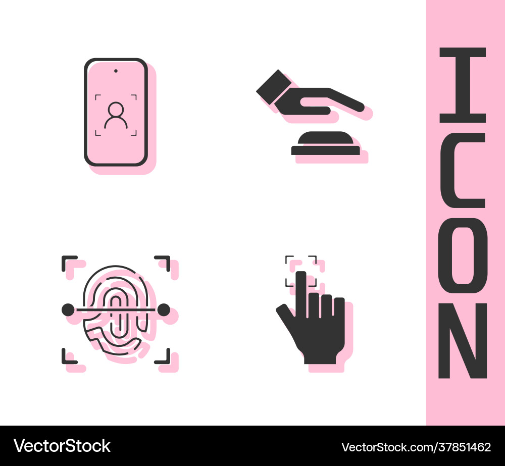 Set fingerprint mobile and face recognition Set fingerprint mobile and face recognition vector image