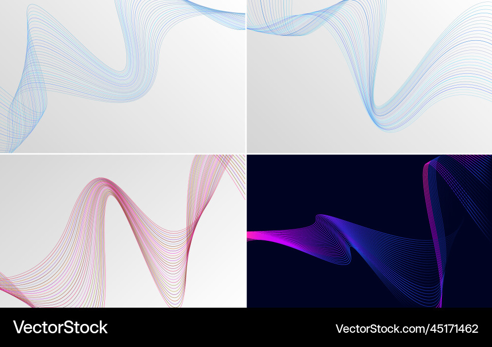 Set of 4 geometric wave pattern backgrounds Set of 4 geometric wave pattern backgrounds Vector Image
