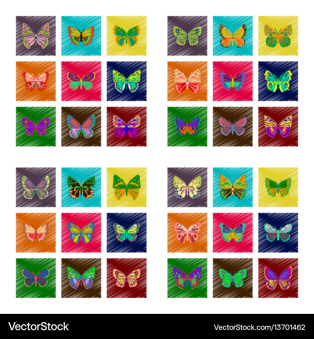 Set von flachen Schattierung Stil Ikone Schmetterling Set von flachen Schattierung Stil Ikone Schmetterling vektorbild