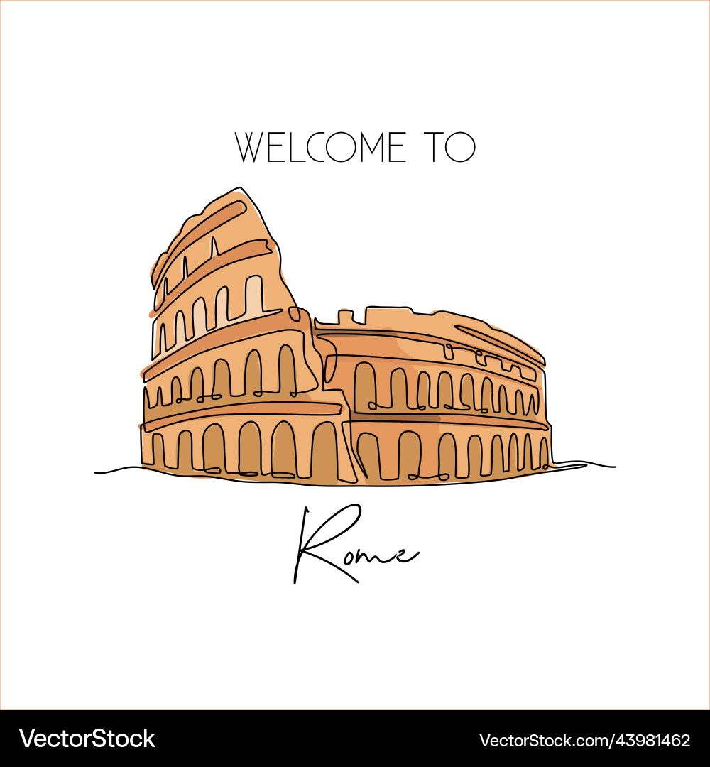 Single continuous line drawing colosseum Single continuous line drawing colosseum vector image