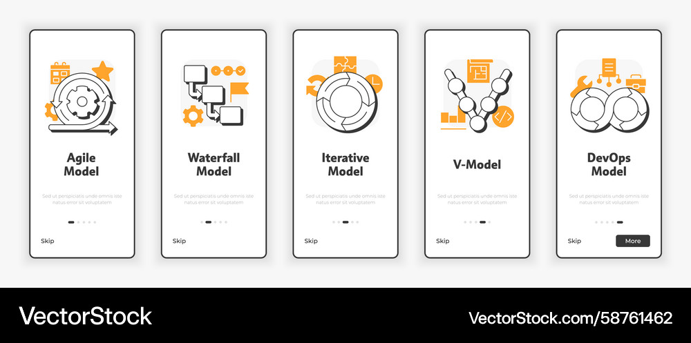 Software Development Models - Mobile Onboarding Vector Image