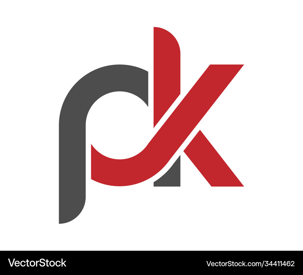Stylized lowercase letters p and k are linked Stylized lowercase letters p and k are linked vector image