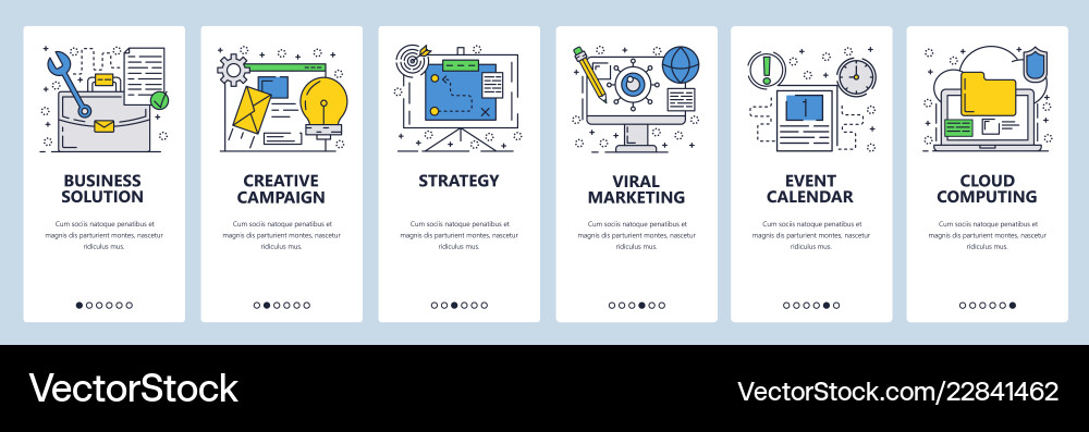 Web site linear art onboarding screens vector image