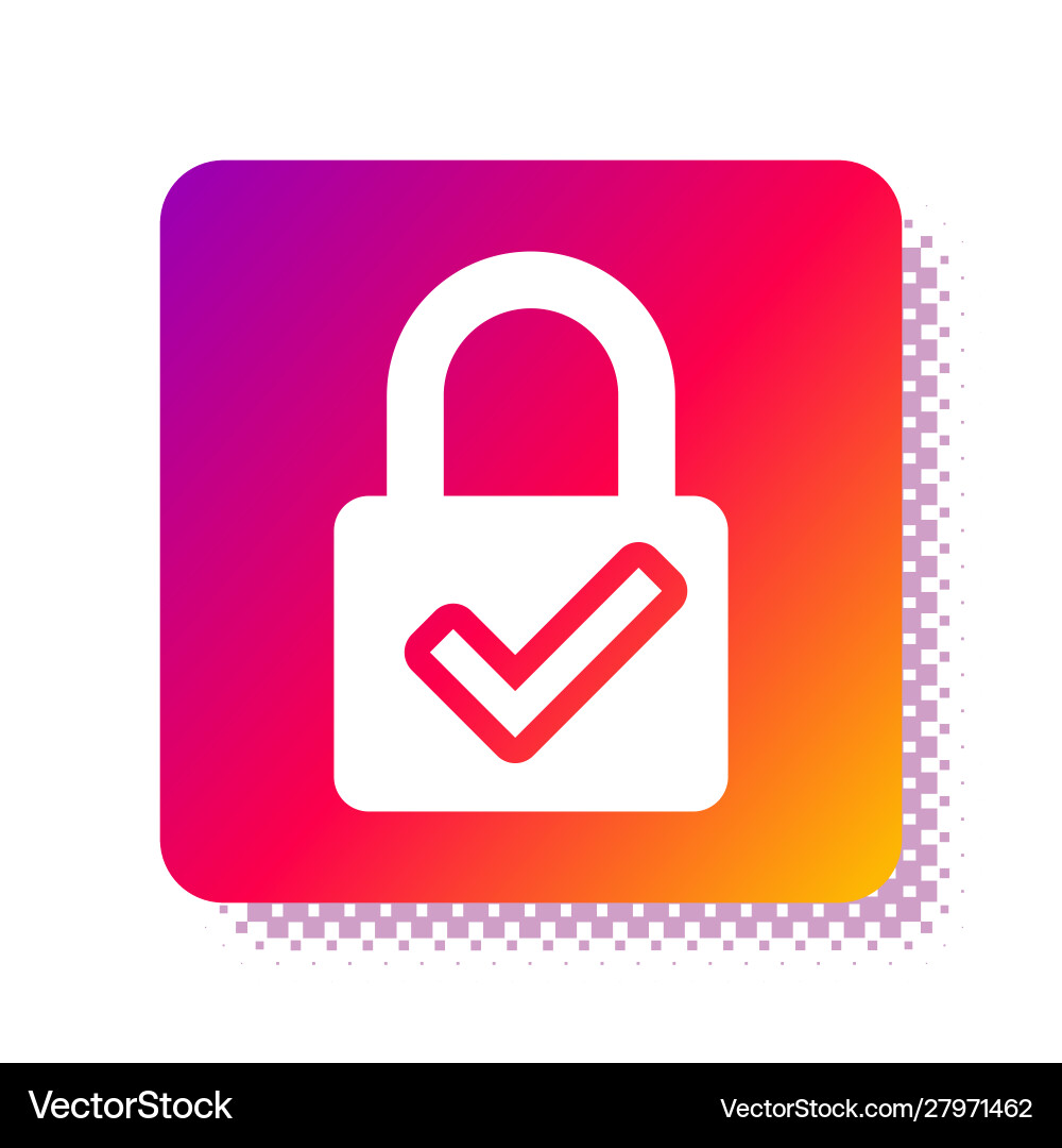 White open padlock and check mark icon isolated White open padlock and check mark icon isolated vector image