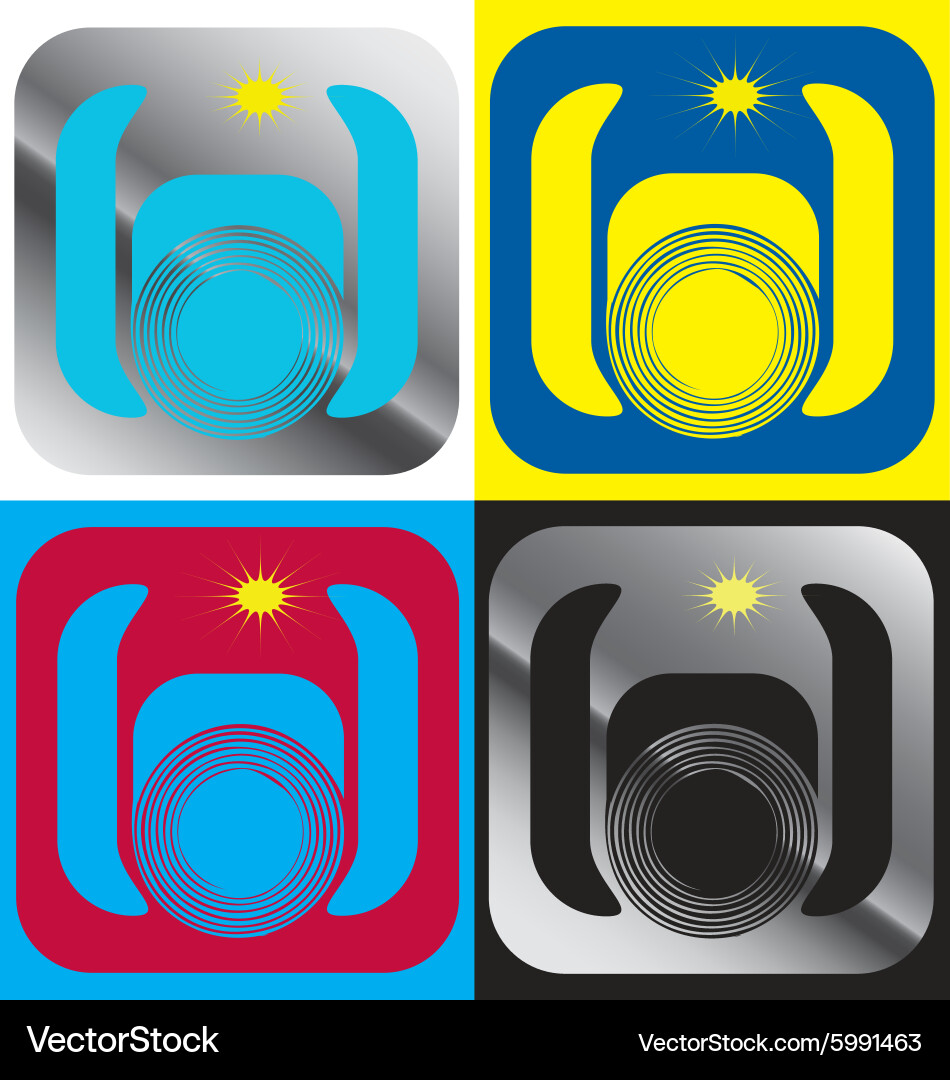 A set of graphical icons with color camera Vector Image