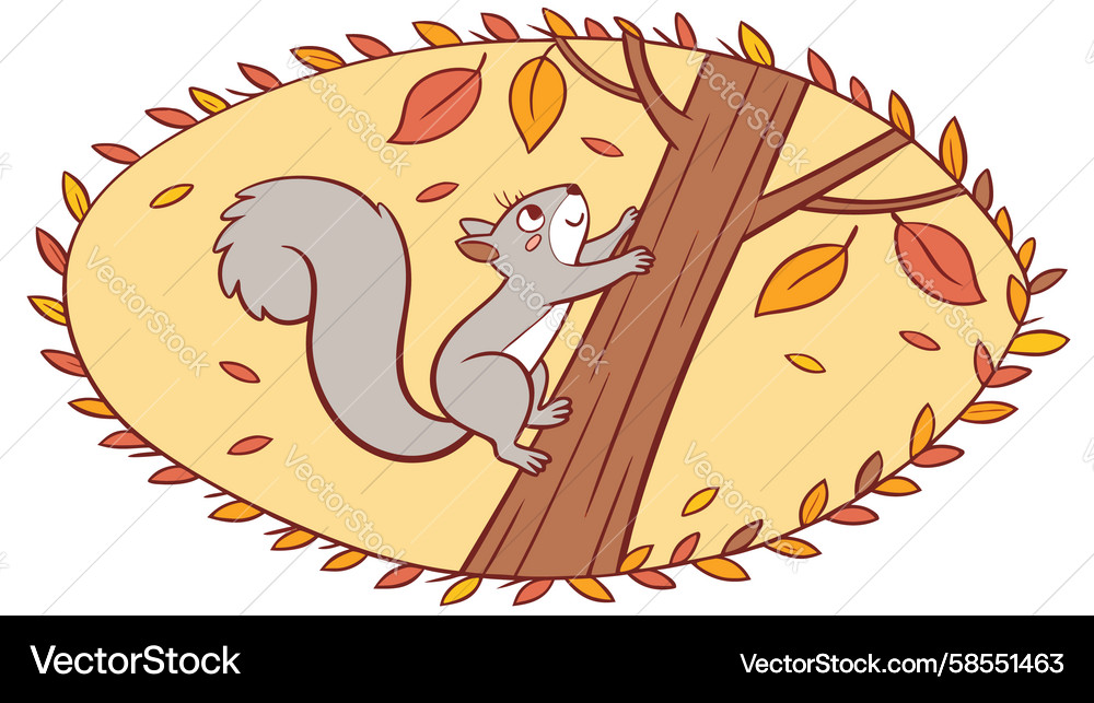 Agile Squirrel in Oval Frame Vector Image