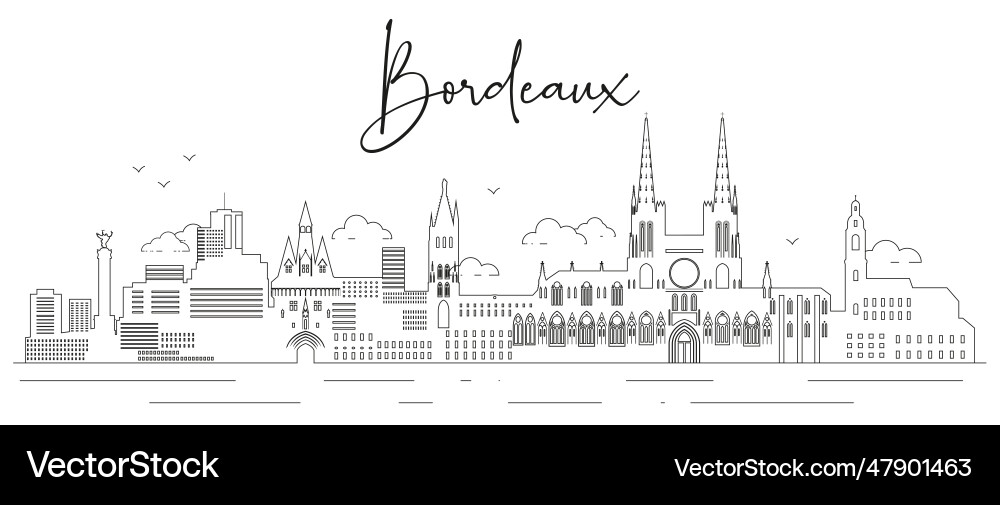 Bordeaux skyline line art Vector Image