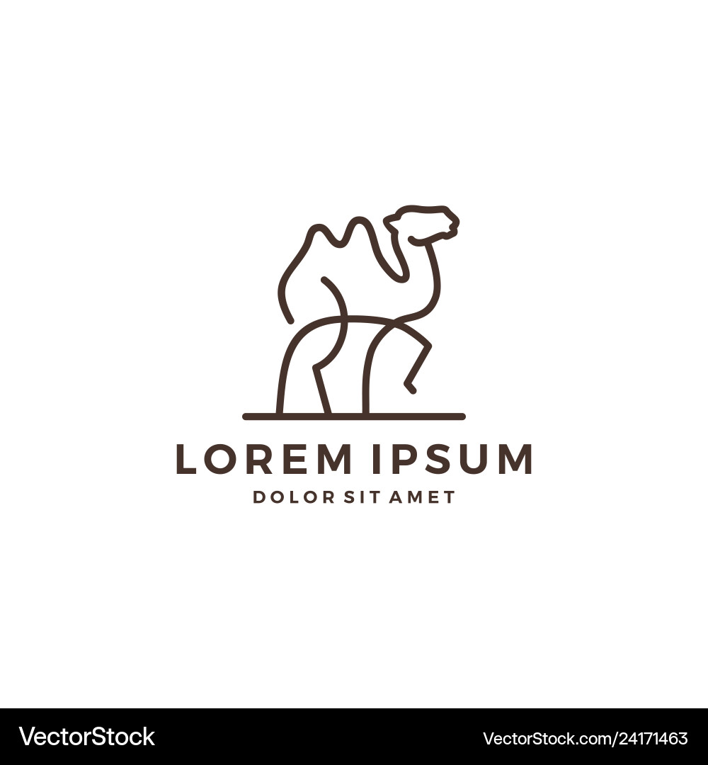 Camel Line Art Logo - Desert Symbol Vector Image
