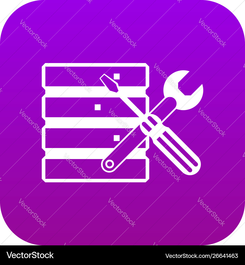 Database with screwdriverl and spanner icon Database with screwdriverl and spanner icon vector image