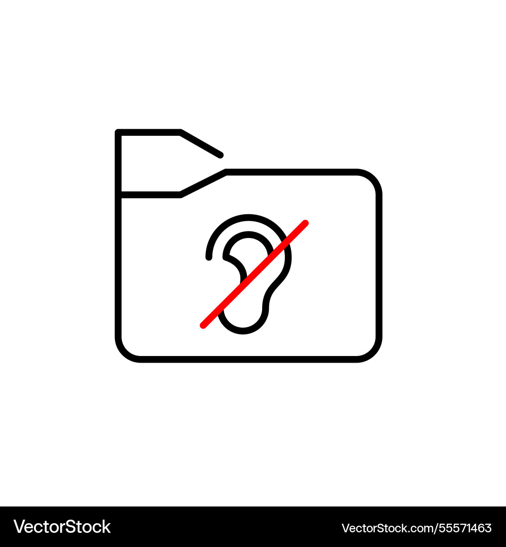 File folder and ear crossed out no audio files File folder and ear crossed out no audio files vector image