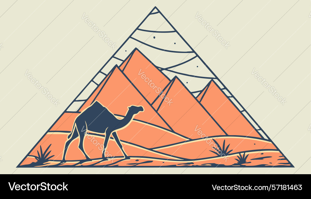 Geometric desert camel scene design generative ai Vector Image