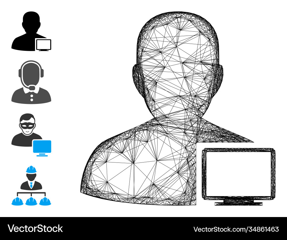Hatched computer administrator mesh Hatched computer administrator mesh vector image