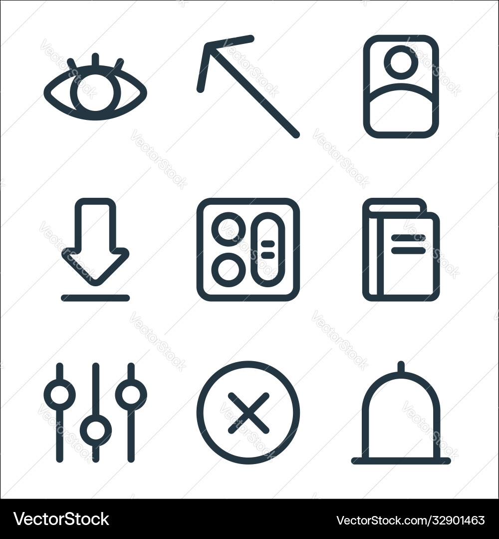 Interface line icons linear set quality Interface line icons linear set quality vector image