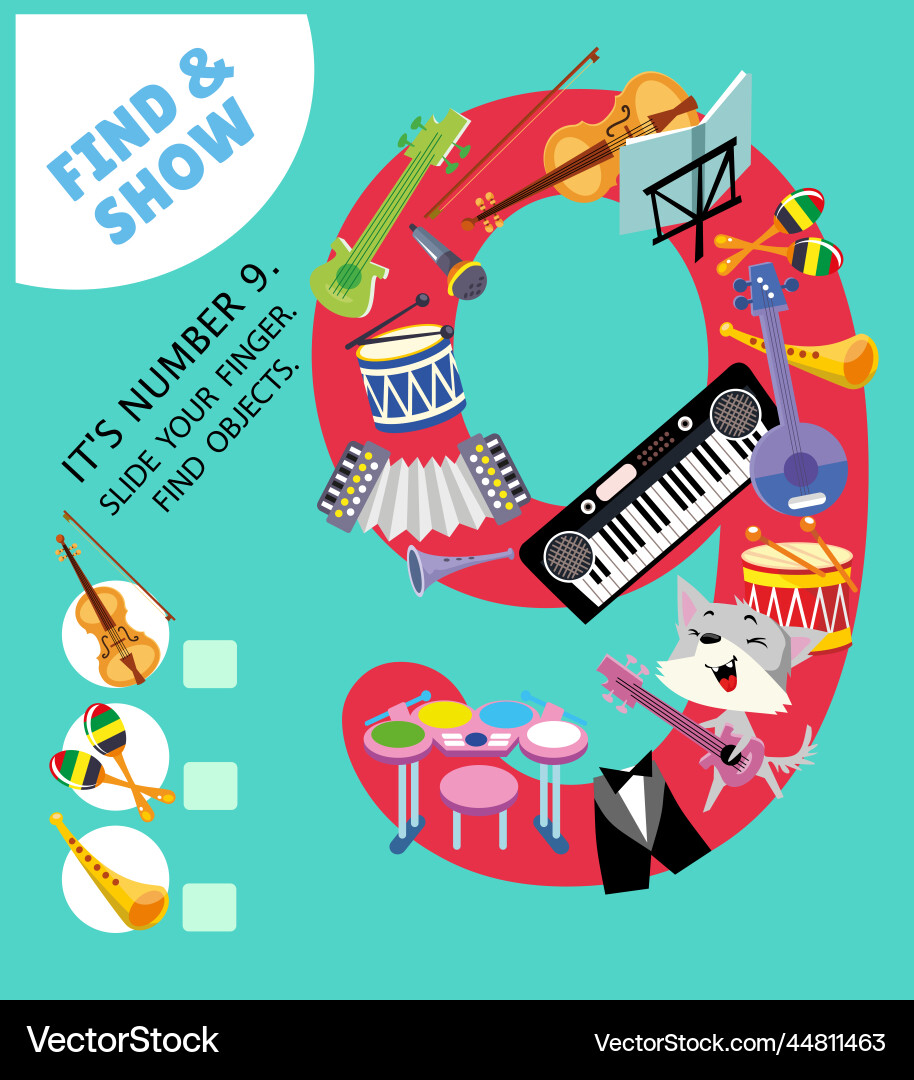 Learn the numbers from 1 to 9 puzzle game Learn the numbers from 1 to 9 puzzle game vector image