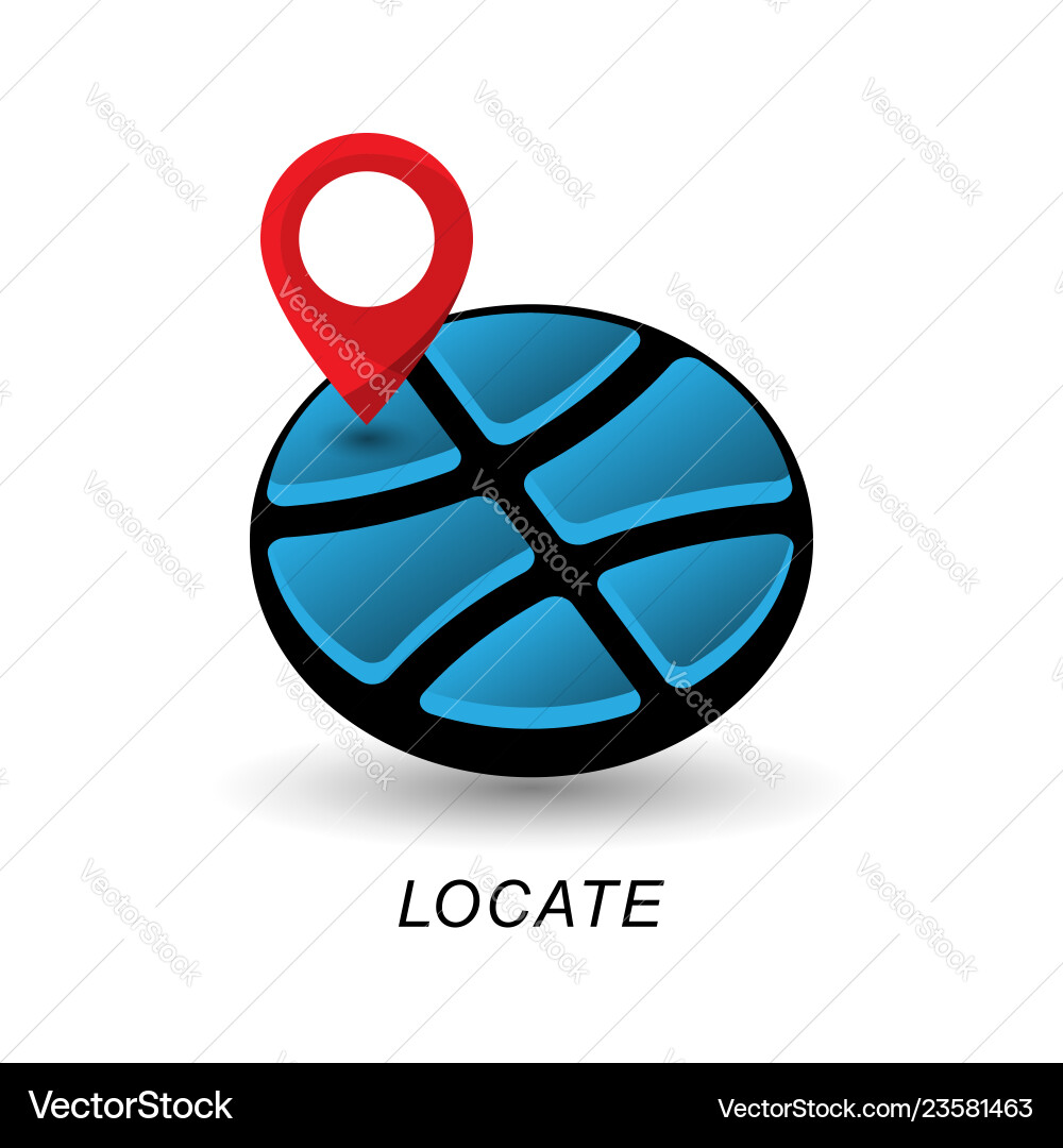 Location pointer and globe logo design element vector image