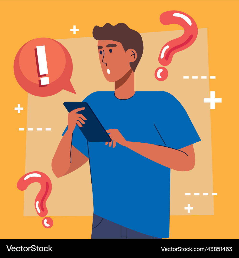 Man using smartphone with alerts vector image
