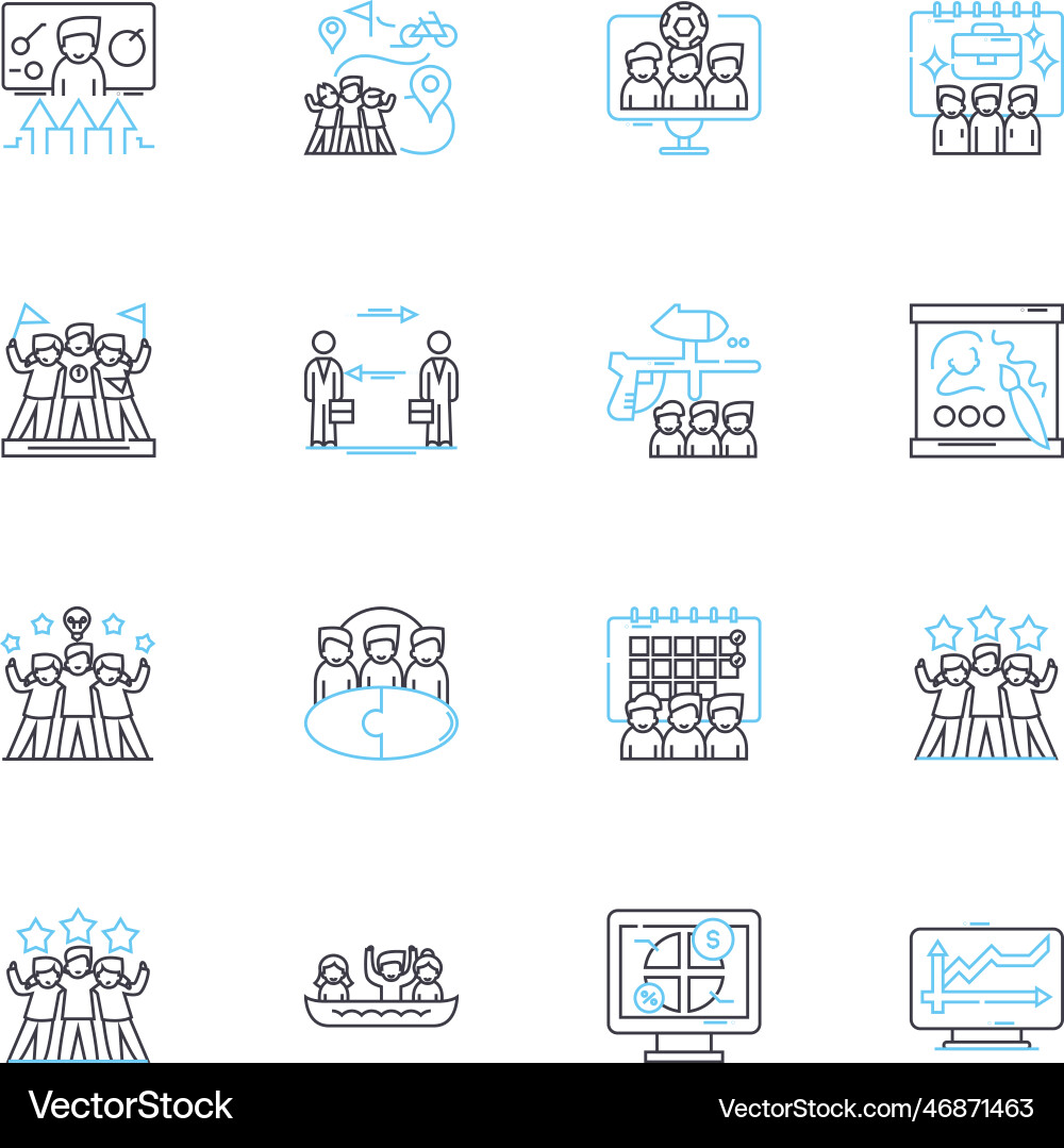 Project team linear icons set collaboration Project team linear icons set collaboration vector image