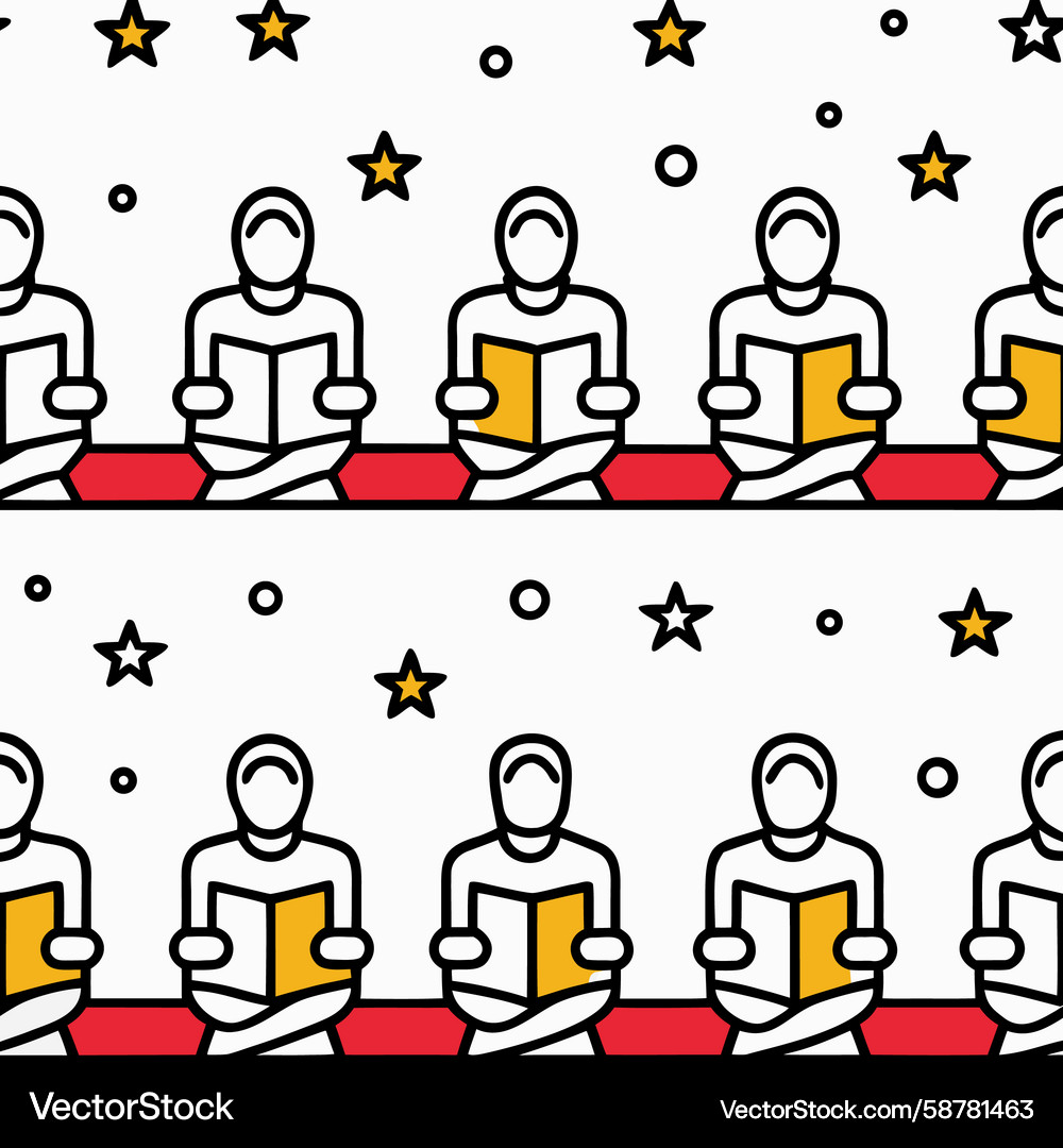 Repeating pattern of figures reading books simple Repeating pattern of figures reading books simple Vector Image