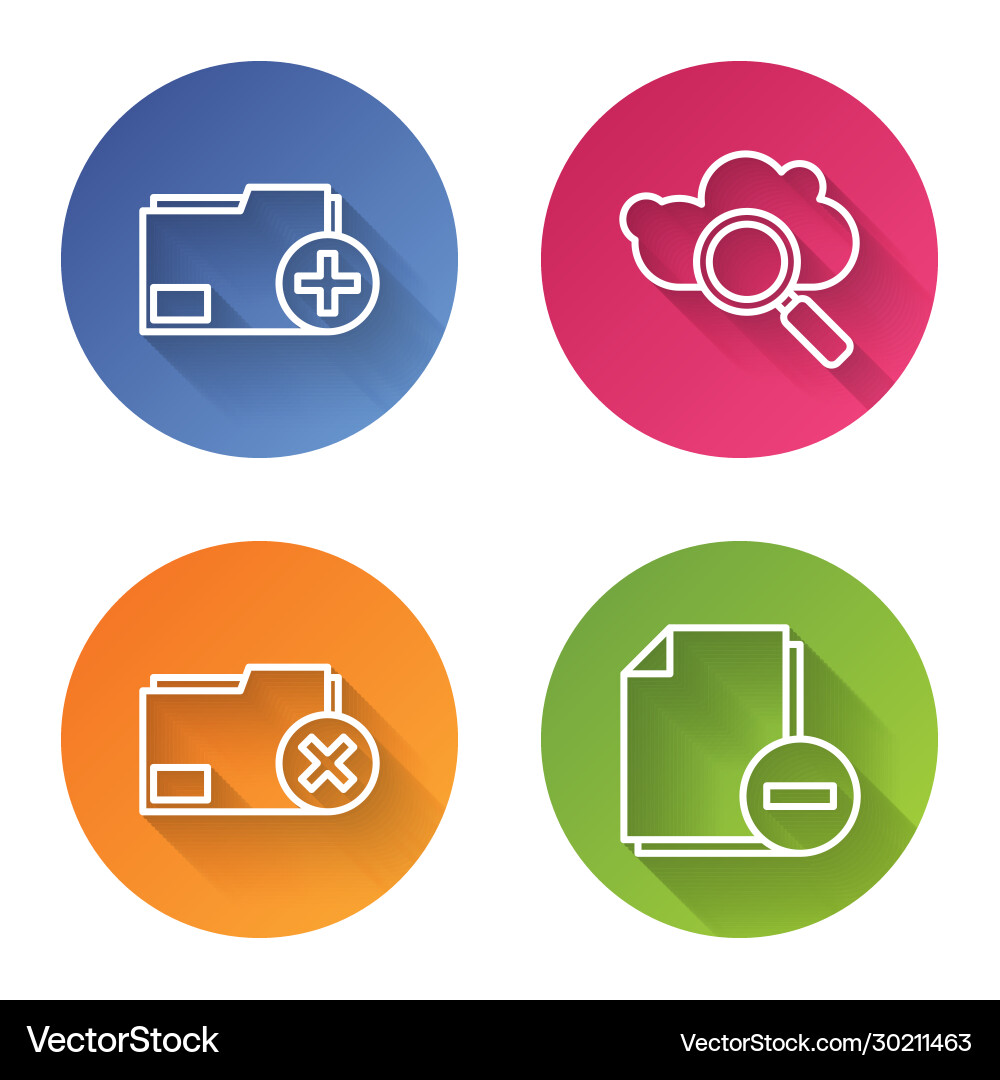 Set line add new folder search cloud computing Set line add new folder search cloud computing vector image