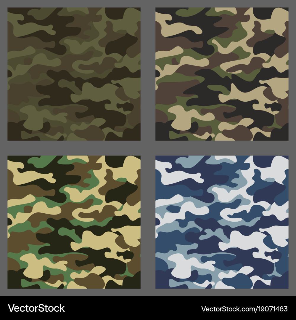 Set of camouflage seamless patterns background vector image