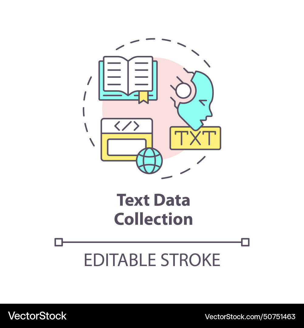 Text data collection multi color concept icon Text data collection multi color concept icon vector image