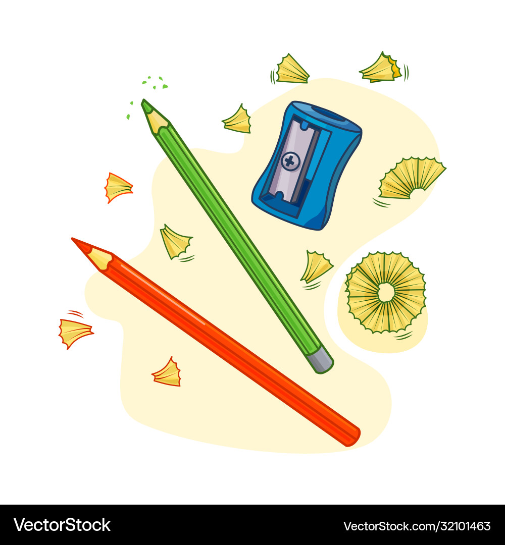 With sharpener and pencils objects With sharpener and pencils objects Vector Image