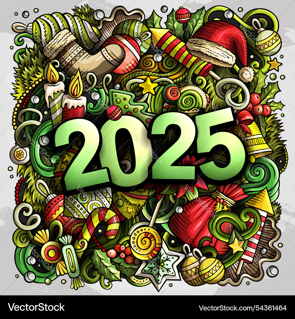2025 doodles new year objects and elements design 2025 doodles new year objects and elements design vector image