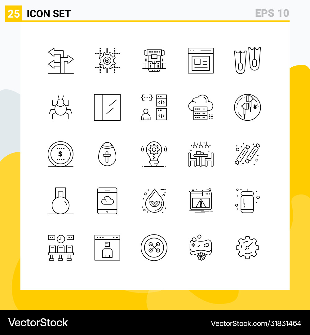 25 universal lines set for web and mobile vector image