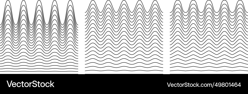 A set of wavy zigzag horizontal wiggly lines Vector Image