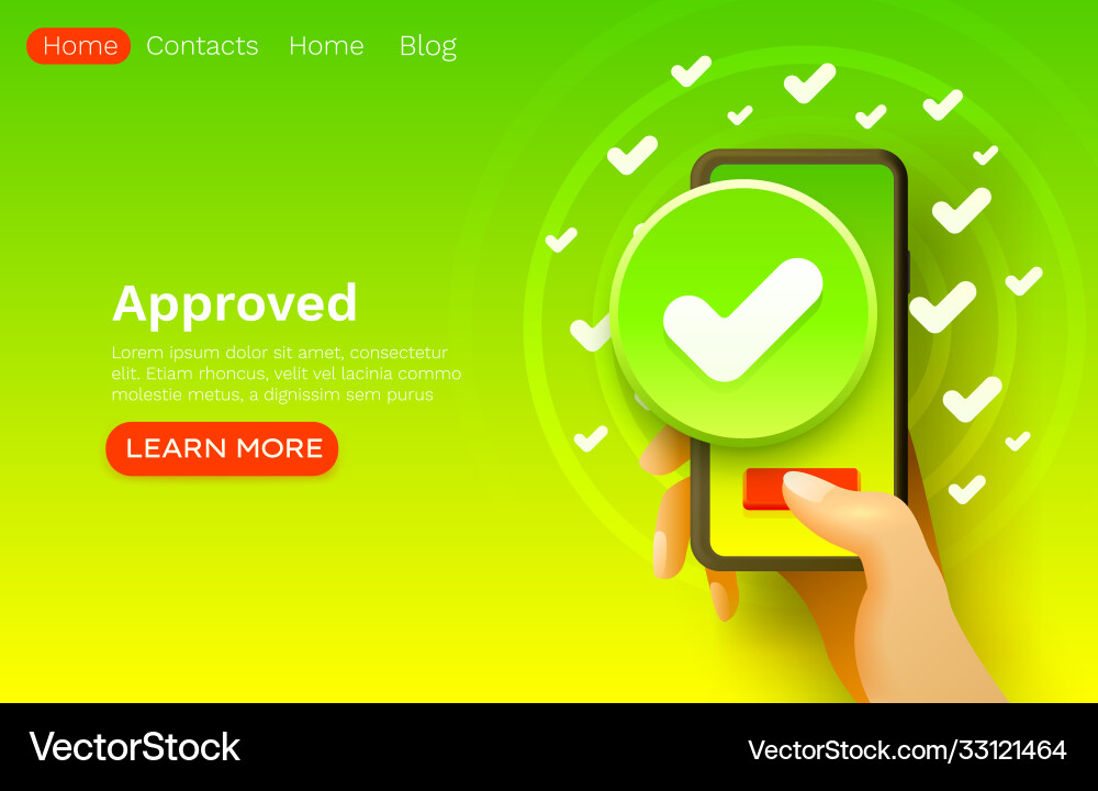 Application approve button smartphone accept icon Application approve button smartphone accept icon vector image