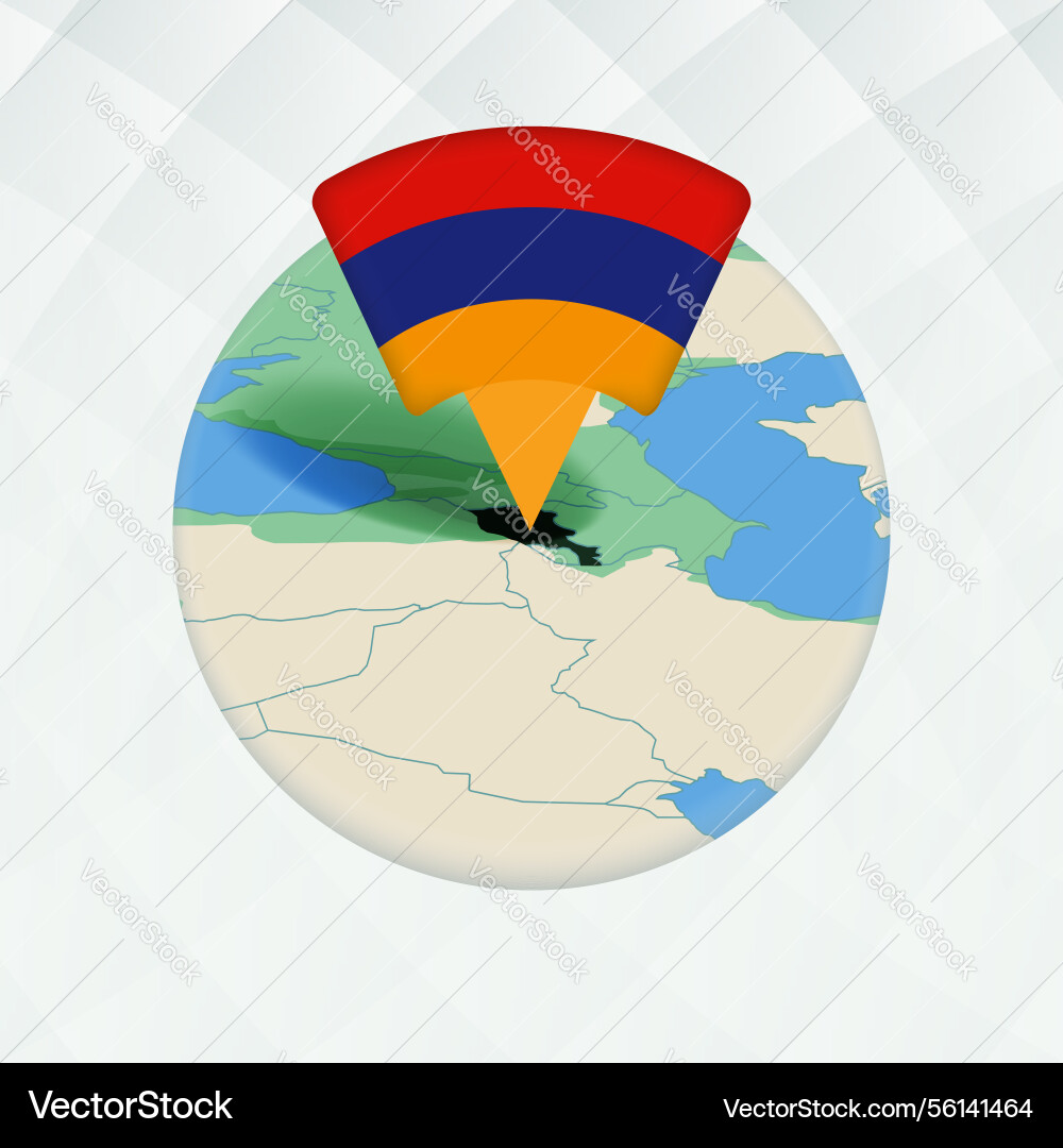 Armenia map highlighted with flag marker vector image