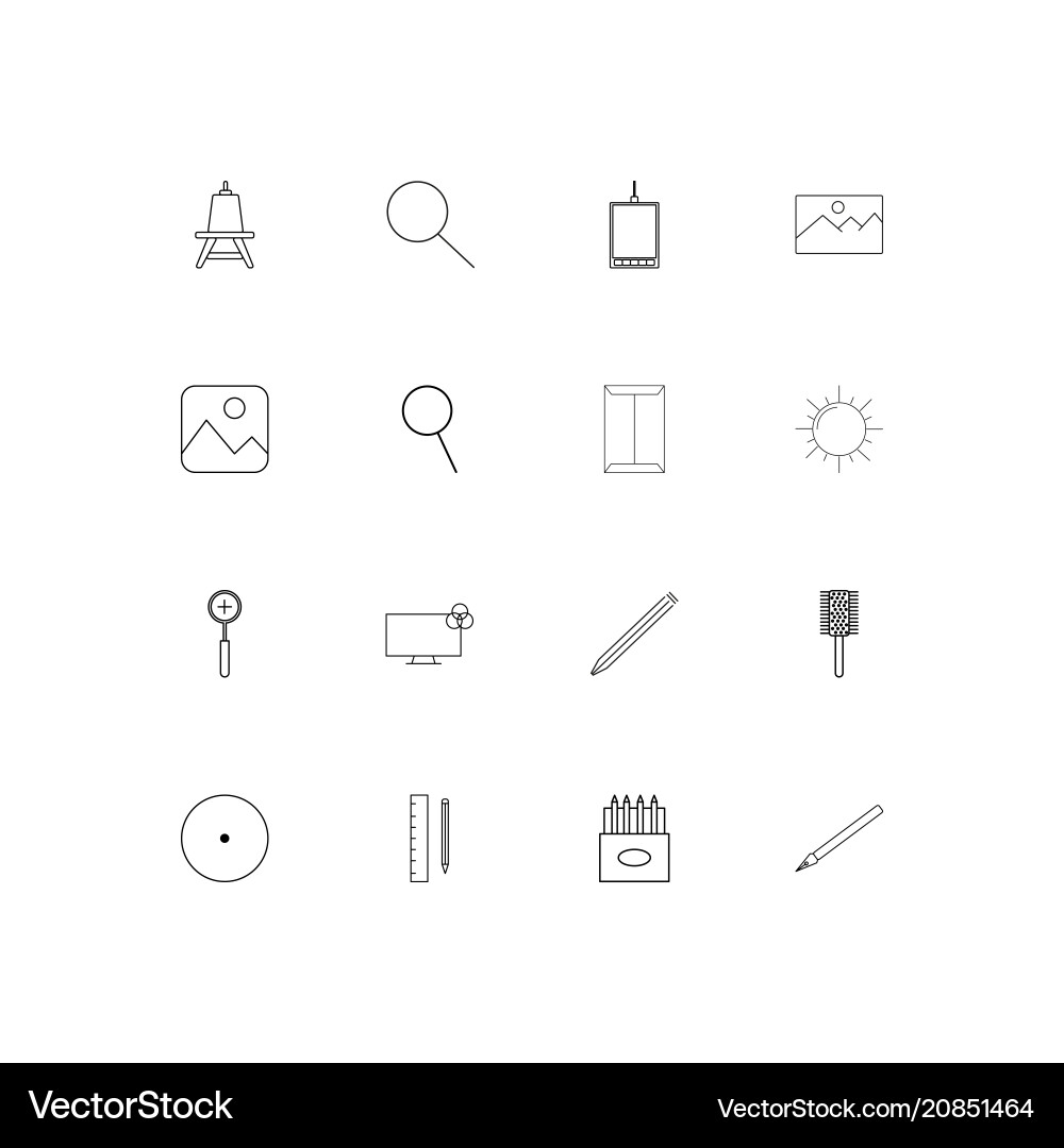 Creative process and design linear thin icons set vector image