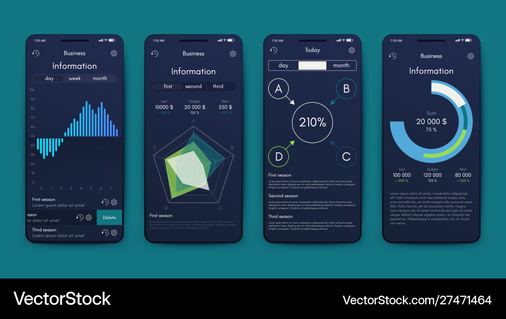 Different ui ux gui screens and flat web icons Vector Image