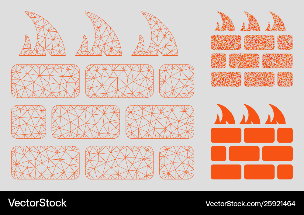 Firewall mesh 2d model and triangle mosaic Vector Image