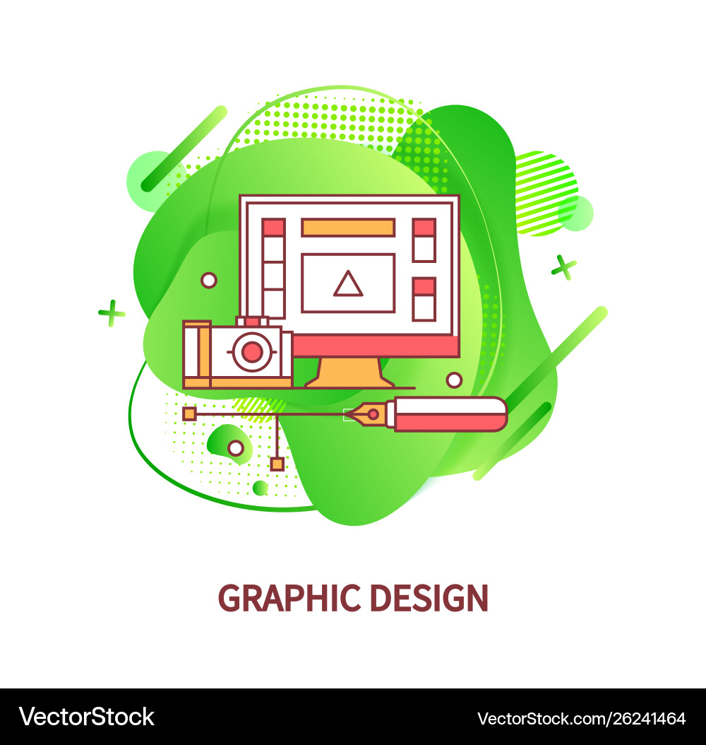 Graphic design computer monitor with application Graphic design computer monitor with application vector image