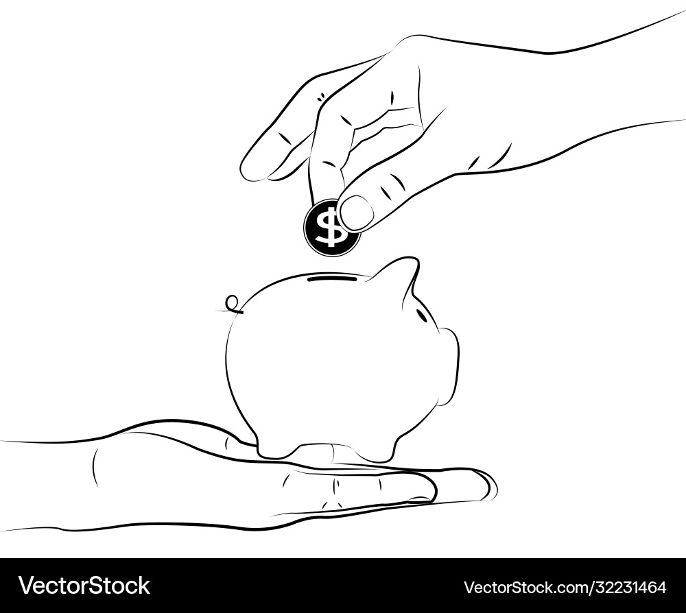 Hand holding and input a coin Hand holding and input a coin vector image